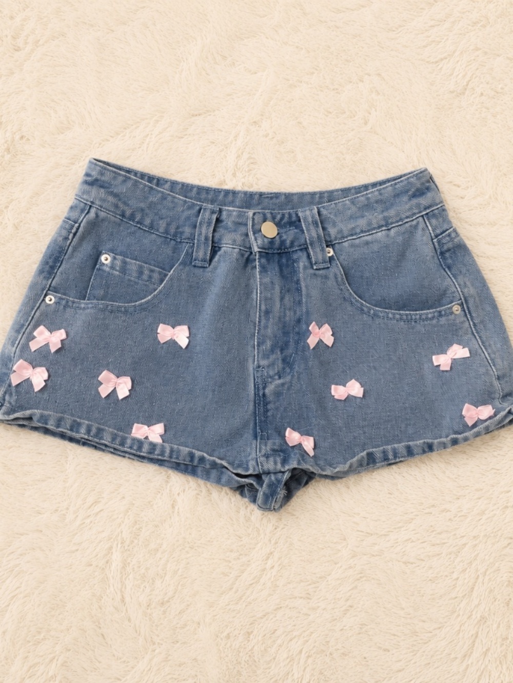 Fashion Nova Bow Denim Shorts
